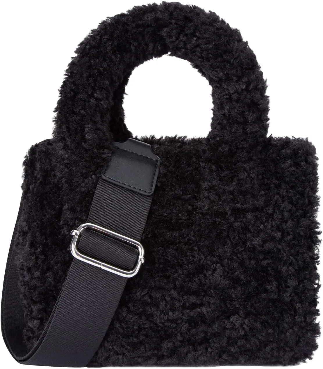 Furry Tote Bag Cute Mini Faux Fur Bag Winter Lambswool Fuzzy Purses and Handbags for Women