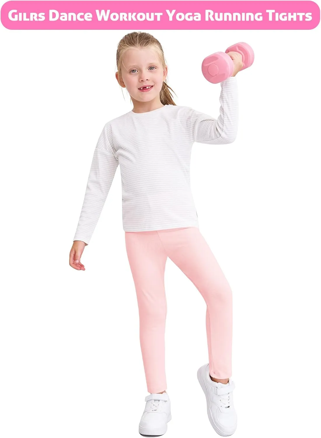 Girls Leggings 4 Pack Cotton Full Length Kids Teens Pants Toddler Footless Pull On Athletic Bottoms