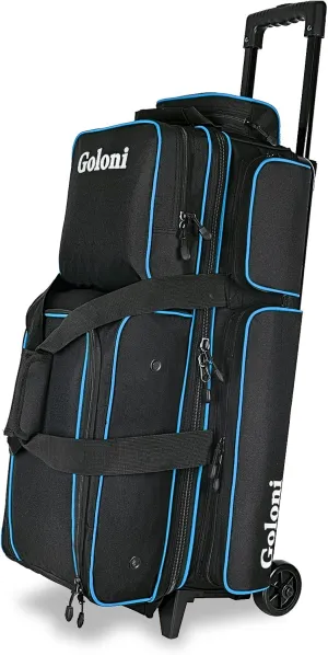 Goloni 3 Ball Bowling Bags with Wheels - Rolling Bowling Bag for 3 Balls & Accessories - Retractable Handle Extends to 38