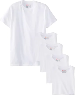 Hanes Men's 5Pack Crew Neck Tagless White Undershirts Crewneck T-Shirts, 4XL