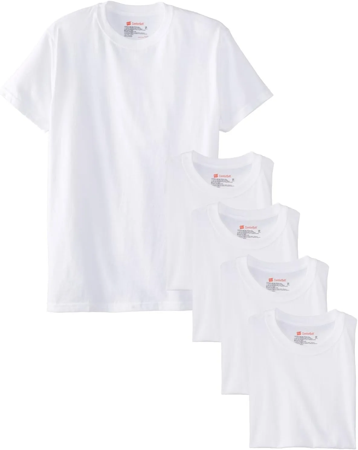 Hanes Men's 5Pack Crew Neck Tagless White Undershirts Crewneck T-Shirts, 4XL