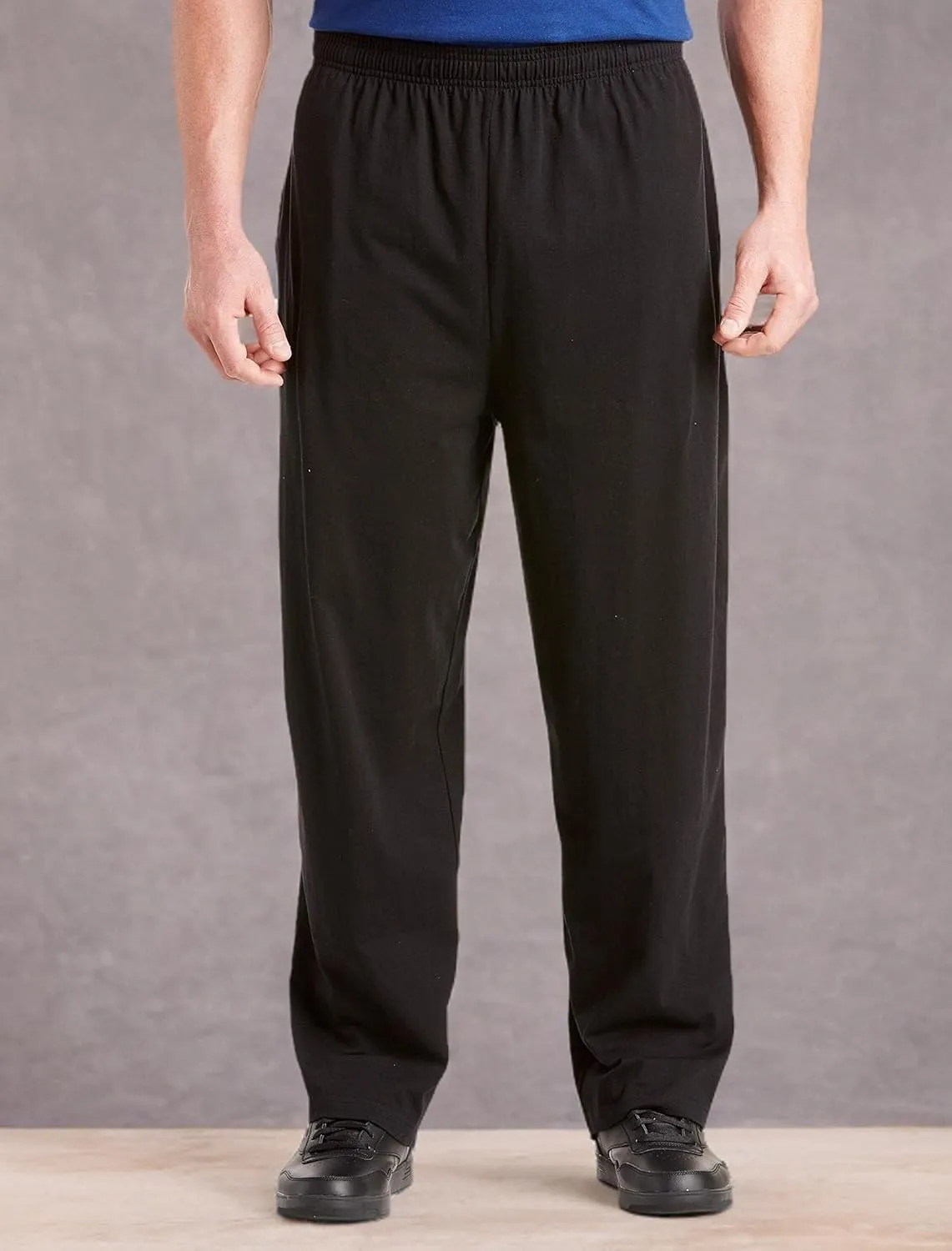 Harbor Bay by DXL Men's Big and Tall Open-Hemmed Jersey Pants | Machine Washable, Elasticized Waistband with Drawstring