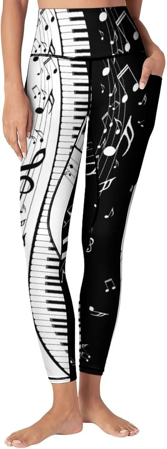 High Waist Yoga Pants with Pockets Tummy Control Workout Running 4 Way Stretch Yoga Leggings for Girls Women