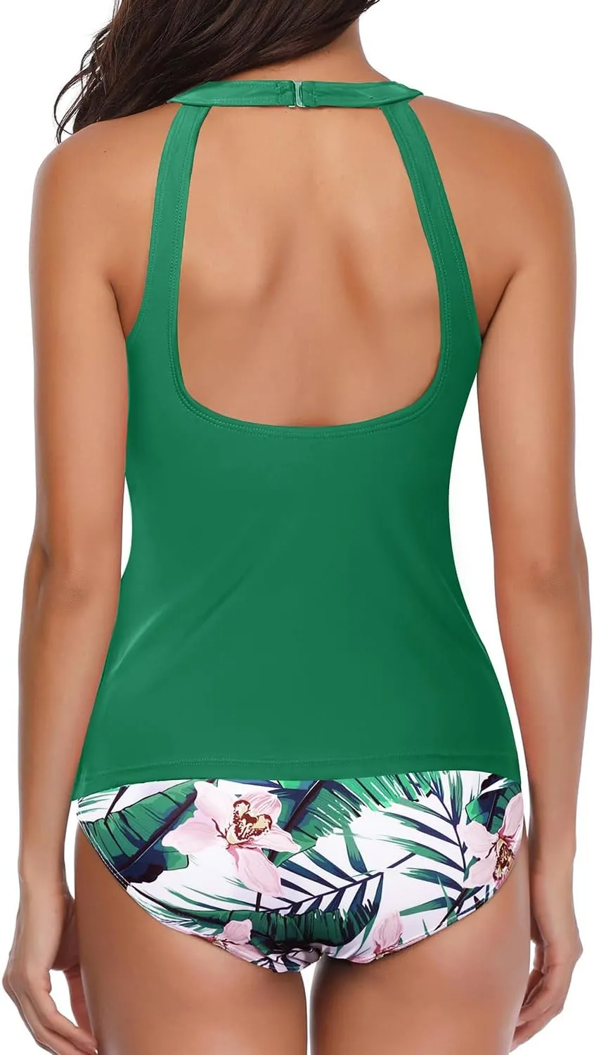 Holipick Two Piece Tankini Swimsuits for Women Tummy Control Bathing Suits High Neck Tankini Tops with Bikini Bottom