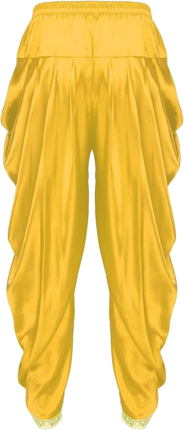 iiniim Mens Solid Color Elastic Waist Dhoti Pants Palazzo Trousers Loose Fit Belly Dance Harem Pants