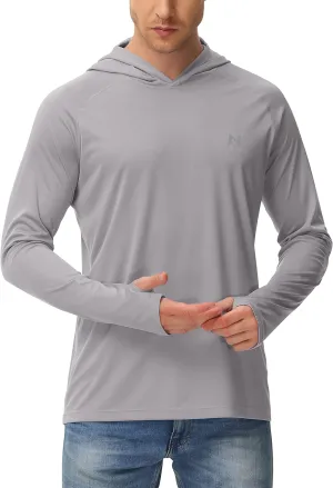 isnowood Sun Shirt UPF 50  Men's Fishing Long Sleeve UV Protection Hoodie Hiking Rash Guard Swimming Running