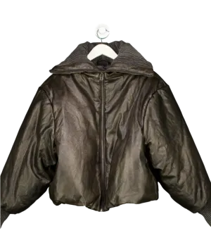 Jaded London Brown Alloy Vegan Leather Bomber Jacket UK S
