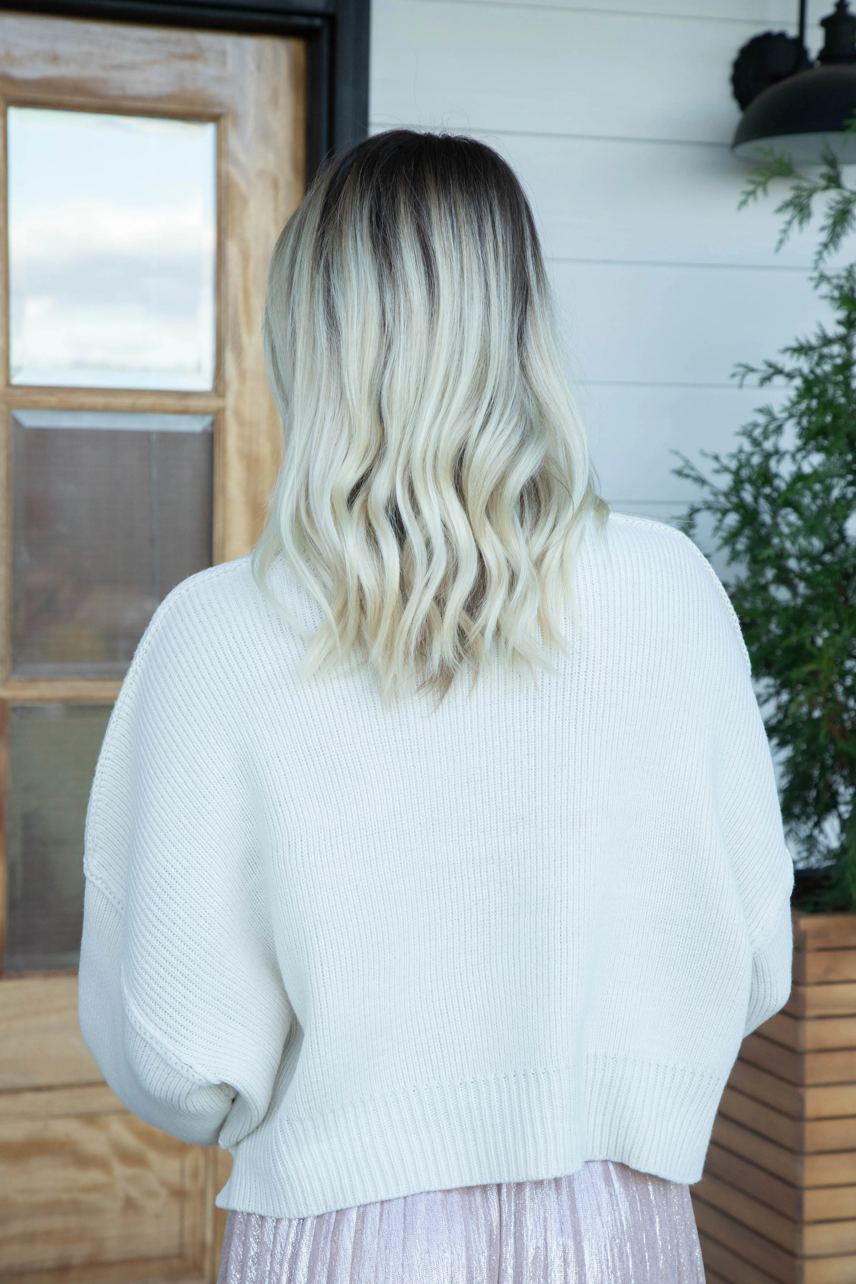 Keely Cropped Sweater, Cream