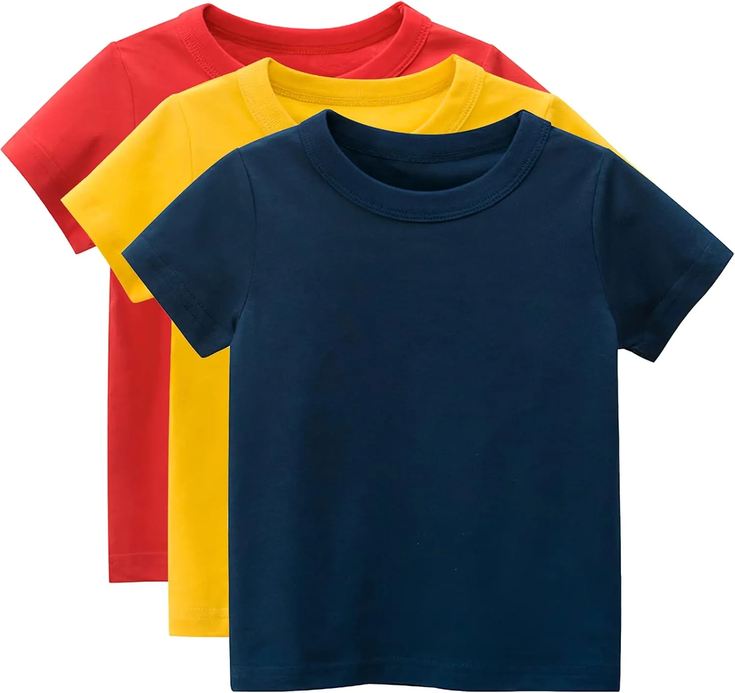 Kids Boys 3 Pack T-Shirt Cotton Tee Short Sleeve Crewneck Top Undershirts 1-8 Years