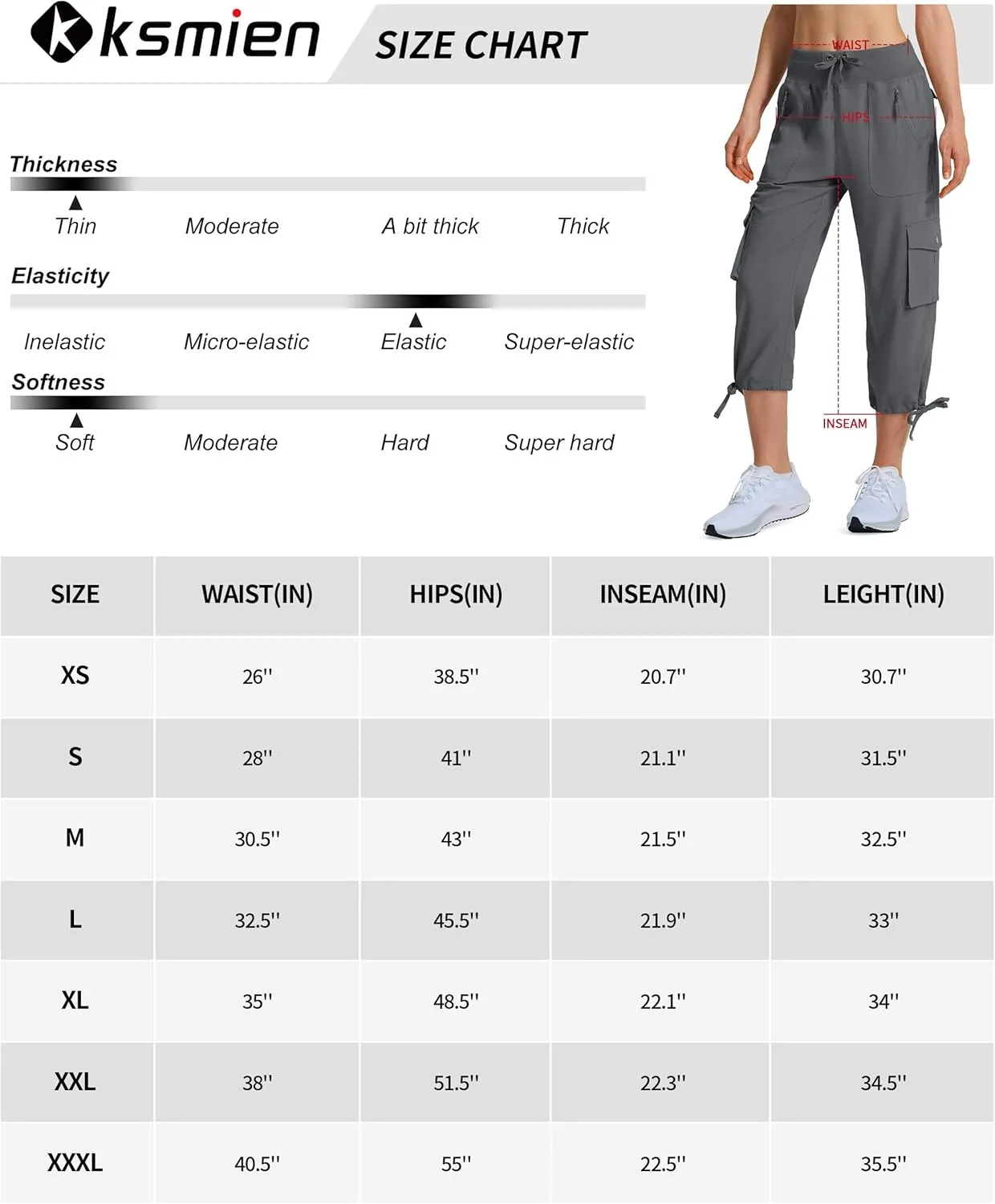 Ksmien Women's Hiking Capris Quick Dry Lightweight Ladies Summer Cargo Pants 8 Pockets for Travel Camping