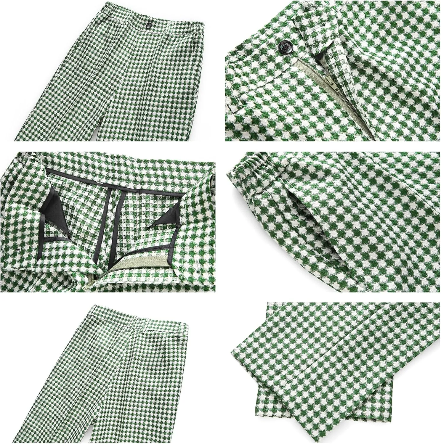 Lamgool Boys Suits 3 Piece Slim Fit Houndstooth Tuxedo Blazer Jacket Pant for Kids Prom Wedding Formal Dress Suit Set 4-16Y