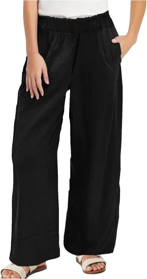 Linen Pants for Women,Wwomens Casual Summer 2025 Drawstring Elastic High Waist Pant Comfy Solid Wide Leg Trouser