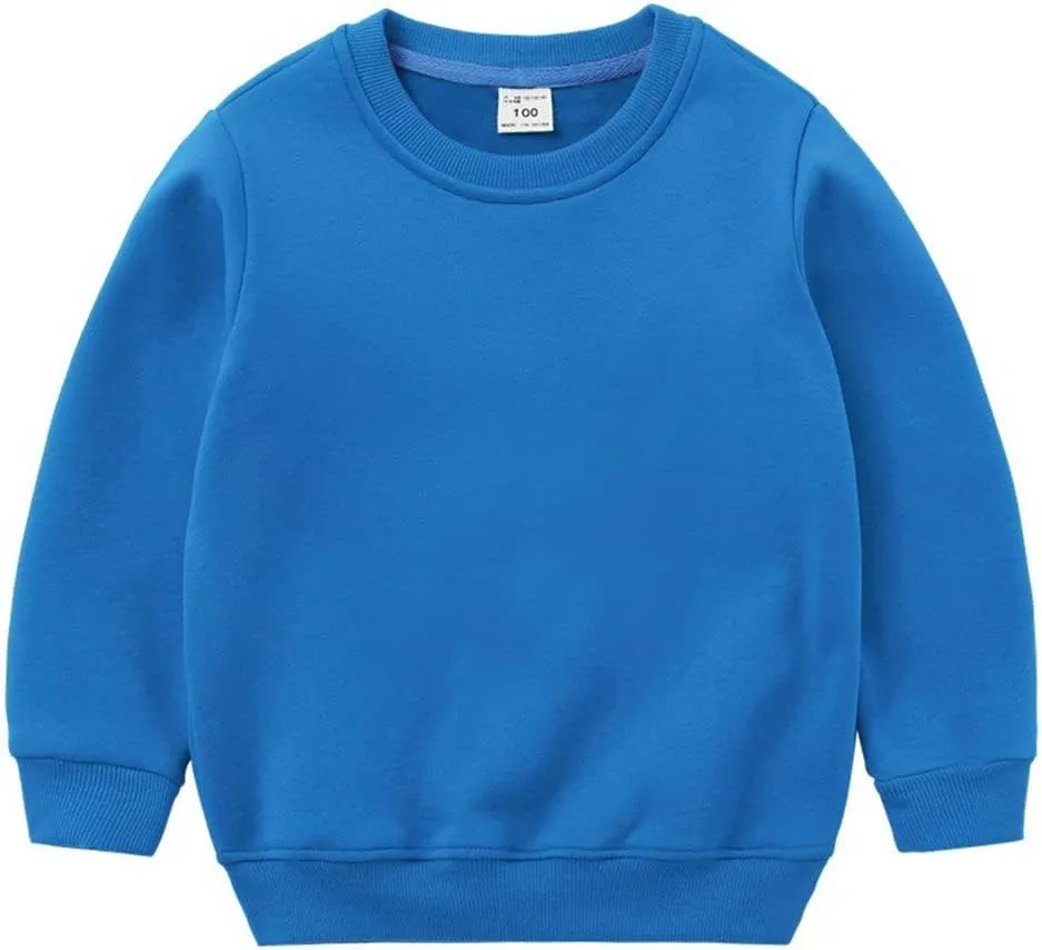LNICAER Kids Baby Boys Girls Casual Sweatshirt Solid Color Crewneck Fleece Long Sleeve Pullover Tops T-Shirt