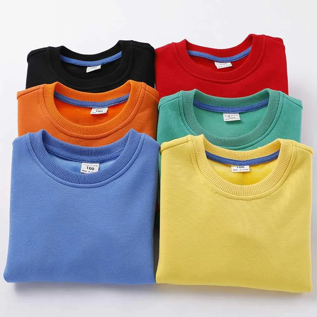LNICAER Kids Baby Boys Girls Casual Sweatshirt Solid Color Crewneck Fleece Long Sleeve Pullover Tops T-Shirt