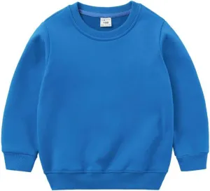 LNICAER Kids Baby Boys Girls Casual Sweatshirt Solid Color Crewneck Fleece Long Sleeve Pullover Tops T-Shirt
