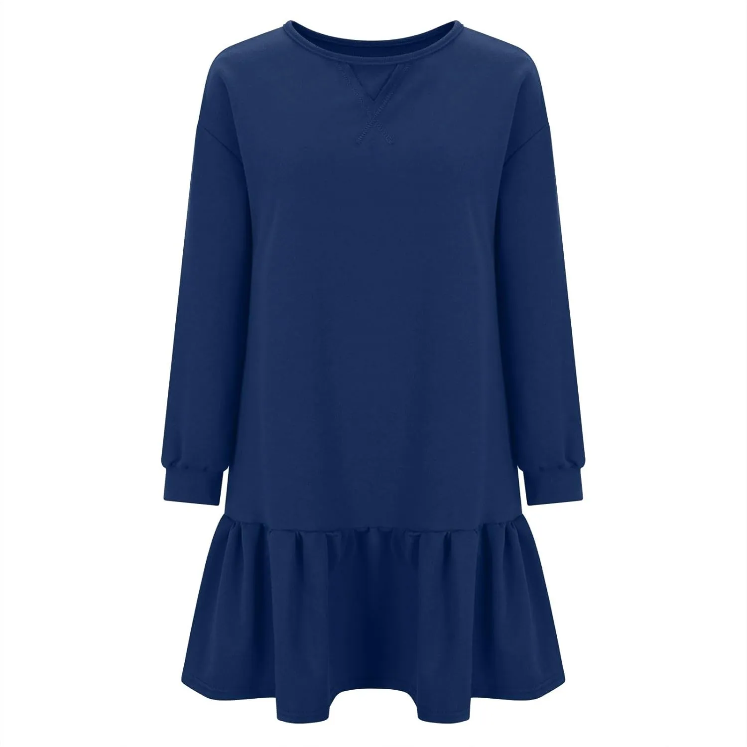 Long Sleeve Tshirt Dress for Women Plus Size Crewneck Pullover Tops Patchwork Sweatshirt Dress Casual Mini Dresses