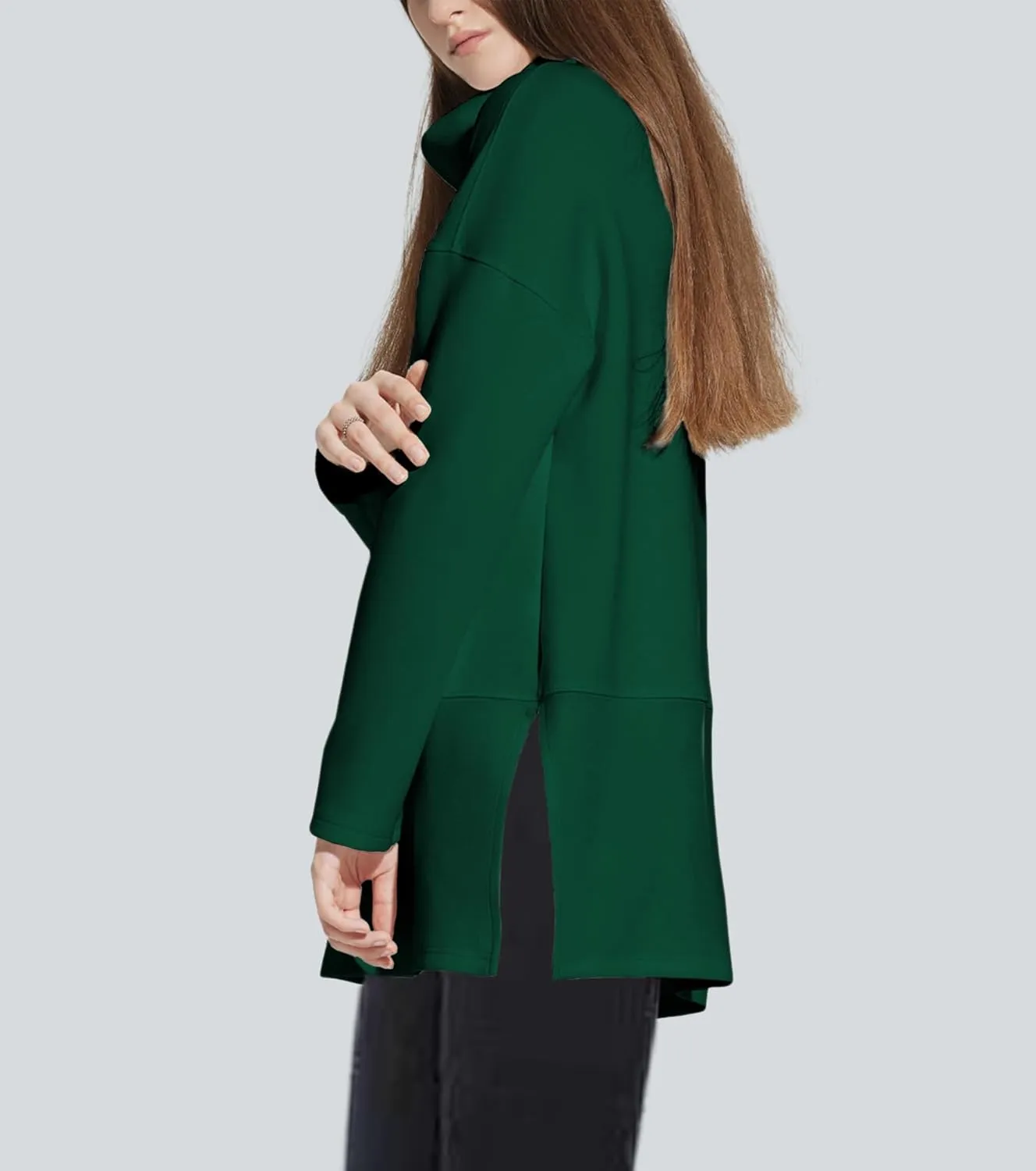 lvatr Women's Oversized Sweatshirt Air Essentials Turtleneck Tunic Spring Fashion Pullover Long Sleeve Top