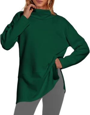 lvatr Women's Oversized Sweatshirt Air Essentials Turtleneck Tunic Spring Fashion Pullover Long Sleeve Top