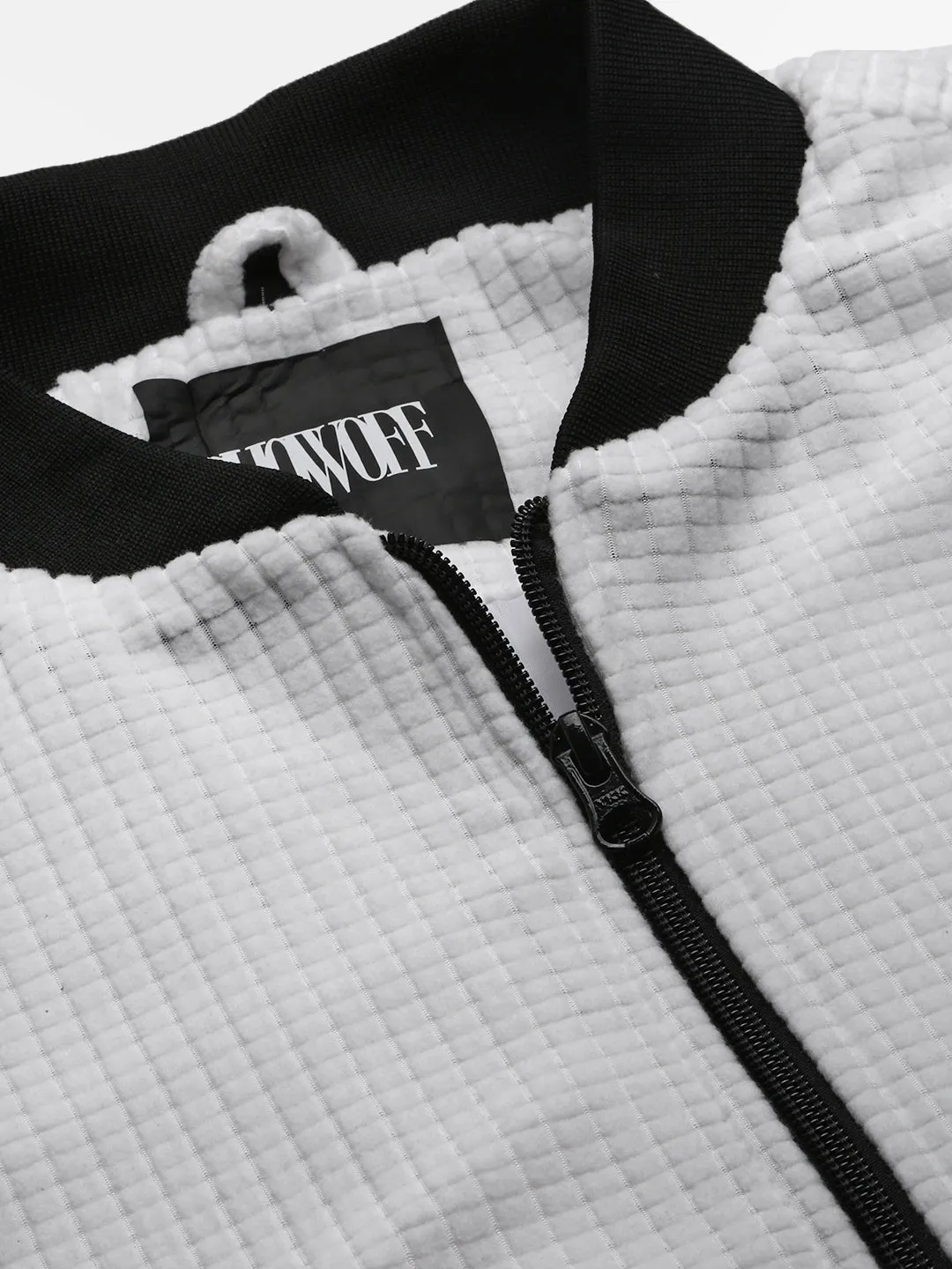 Men White Windcheater Bomber Jacket