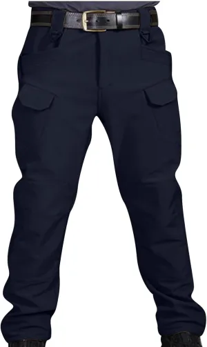 Mens Fleece Lined Tactical Hiking Pants Winter Warm Outdoor Multi Pockets Cargo Pants Army Training Combat Trousers