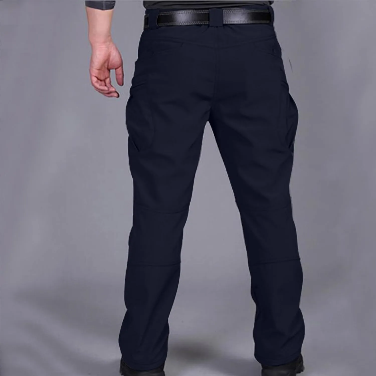 Mens Fleece Lined Tactical Hiking Pants Winter Warm Outdoor Multi Pockets Cargo Pants Army Training Combat Trousers