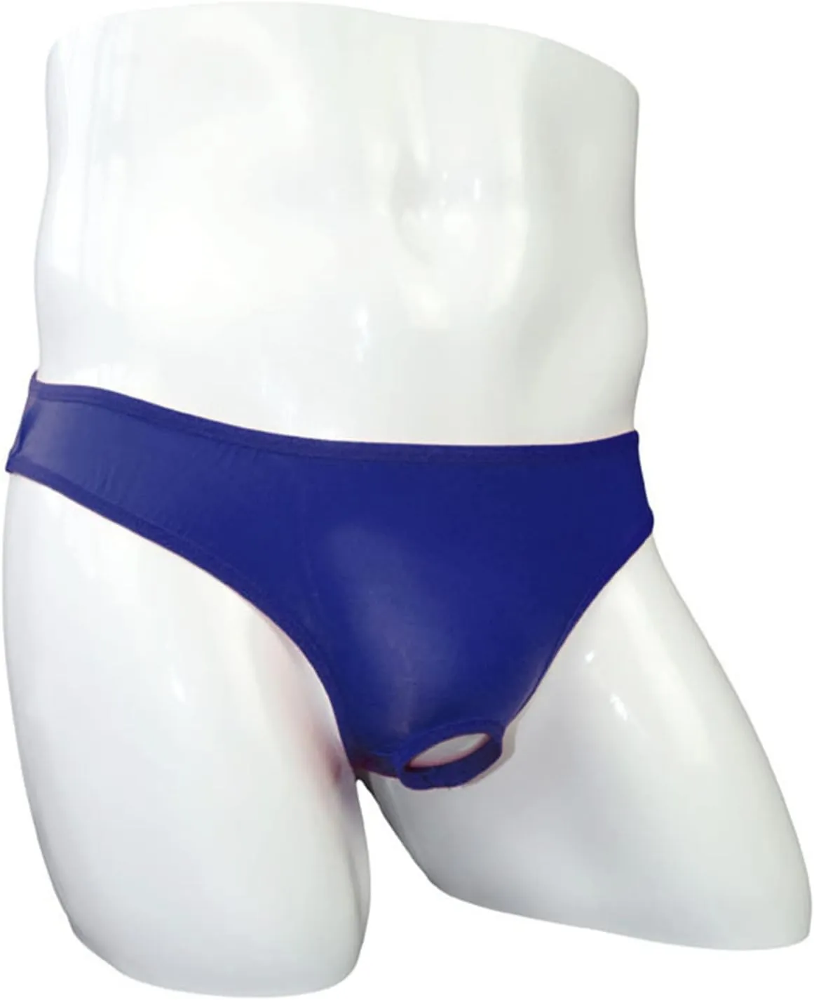 Mens Open Pouch Bikini Briefs Low Rise Ice Silk T-Back Thong with O-Ring See Through Sexy Panties Underpants