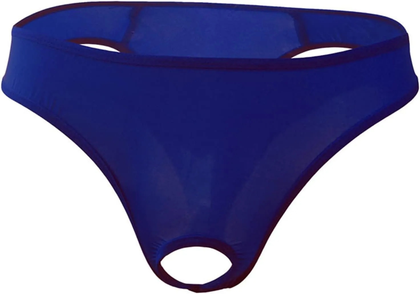 Mens Open Pouch Bikini Briefs Low Rise Ice Silk T-Back Thong with O-Ring See Through Sexy Panties Underpants
