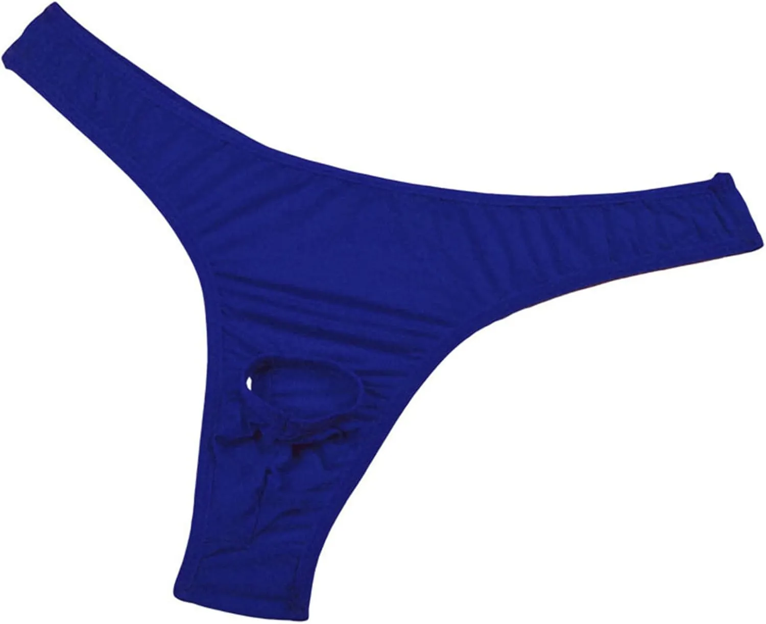 Mens Open Pouch Bikini Briefs Low Rise Ice Silk T-Back Thong with O-Ring See Through Sexy Panties Underpants