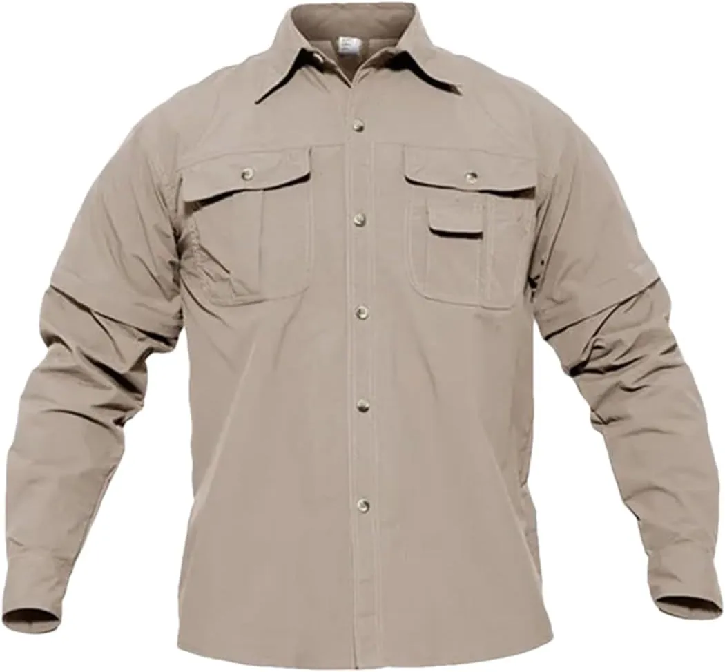 Men's Quick Dry Hiking Fishing Shirt Detachable Long Sleeve Combat Hiking Camping Shirt