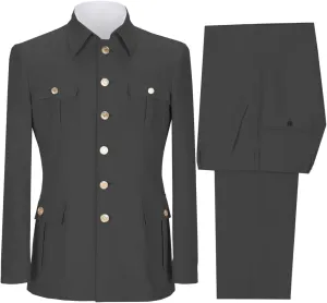 Men's Suit 2 Pice Stand Collar Formal Solid Traditional Chinese Wedding Suit for Men Set