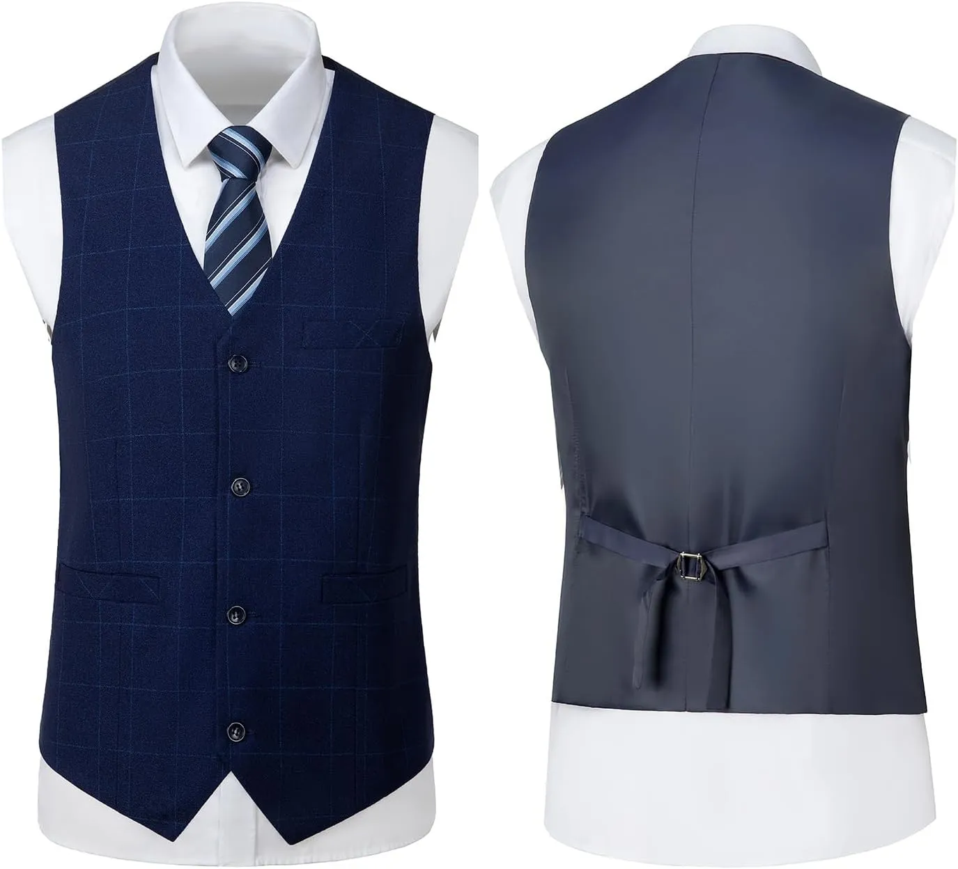 Mens Suit Plaid Slim Fit 3 Pieces Checked Casual Tuxedo Formal Suits for Men Wedding Business Party Blazer Vest Pants Set