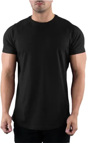 Mens Summer Skinny Fit T Shirt Cotton Short Sleeve Casual Gym Fitness Sport Top