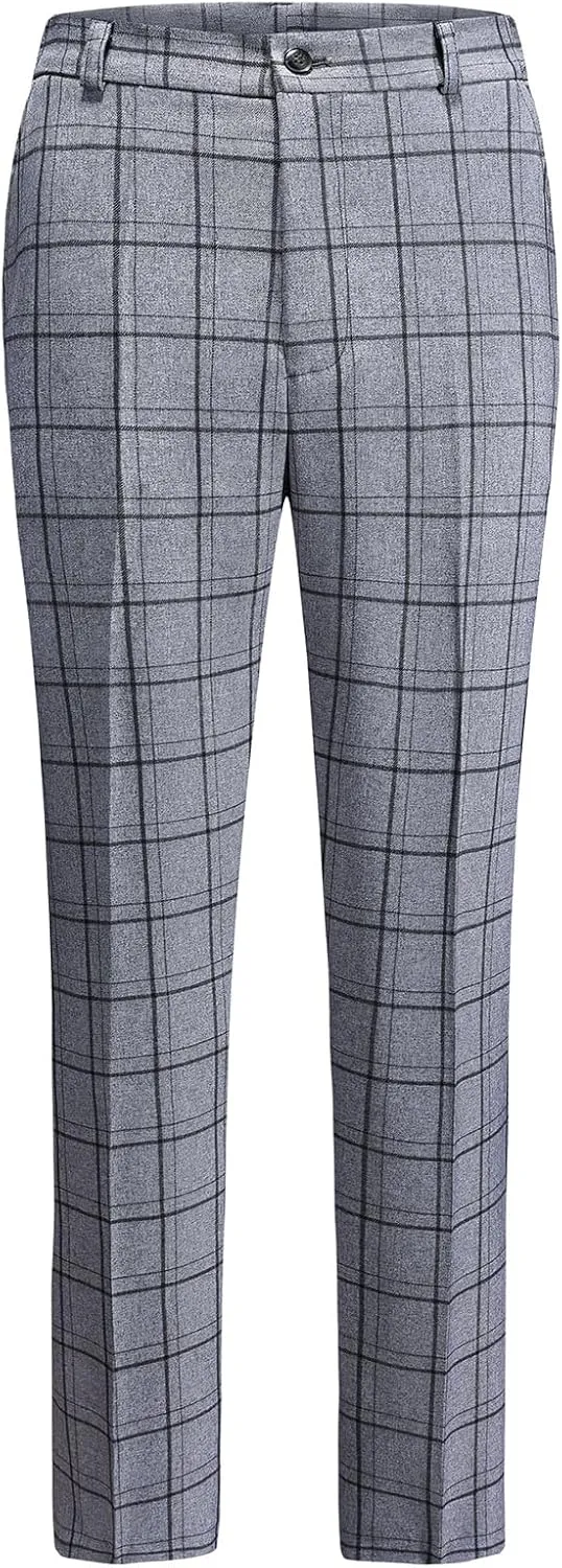 MODFUL Women's 2 Piece Business Plaid Suit Set Office One Button Slim Fit Blazer with Pant