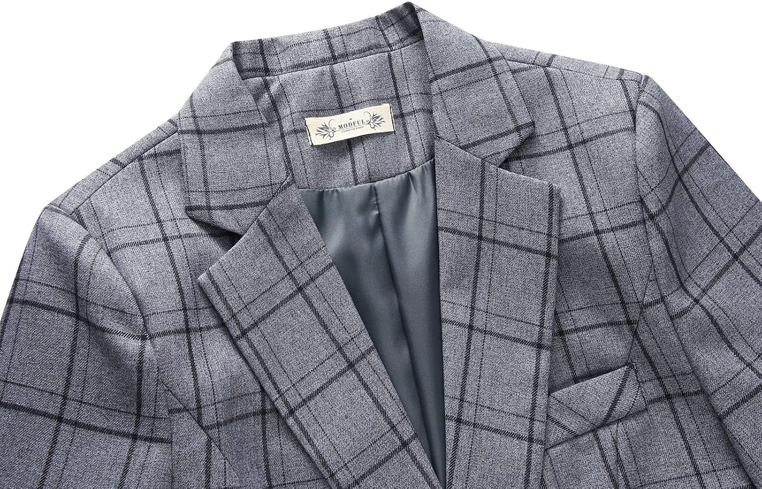MODFUL Women's 2 Piece Business Plaid Suit Set Office One Button Slim Fit Blazer with Pant