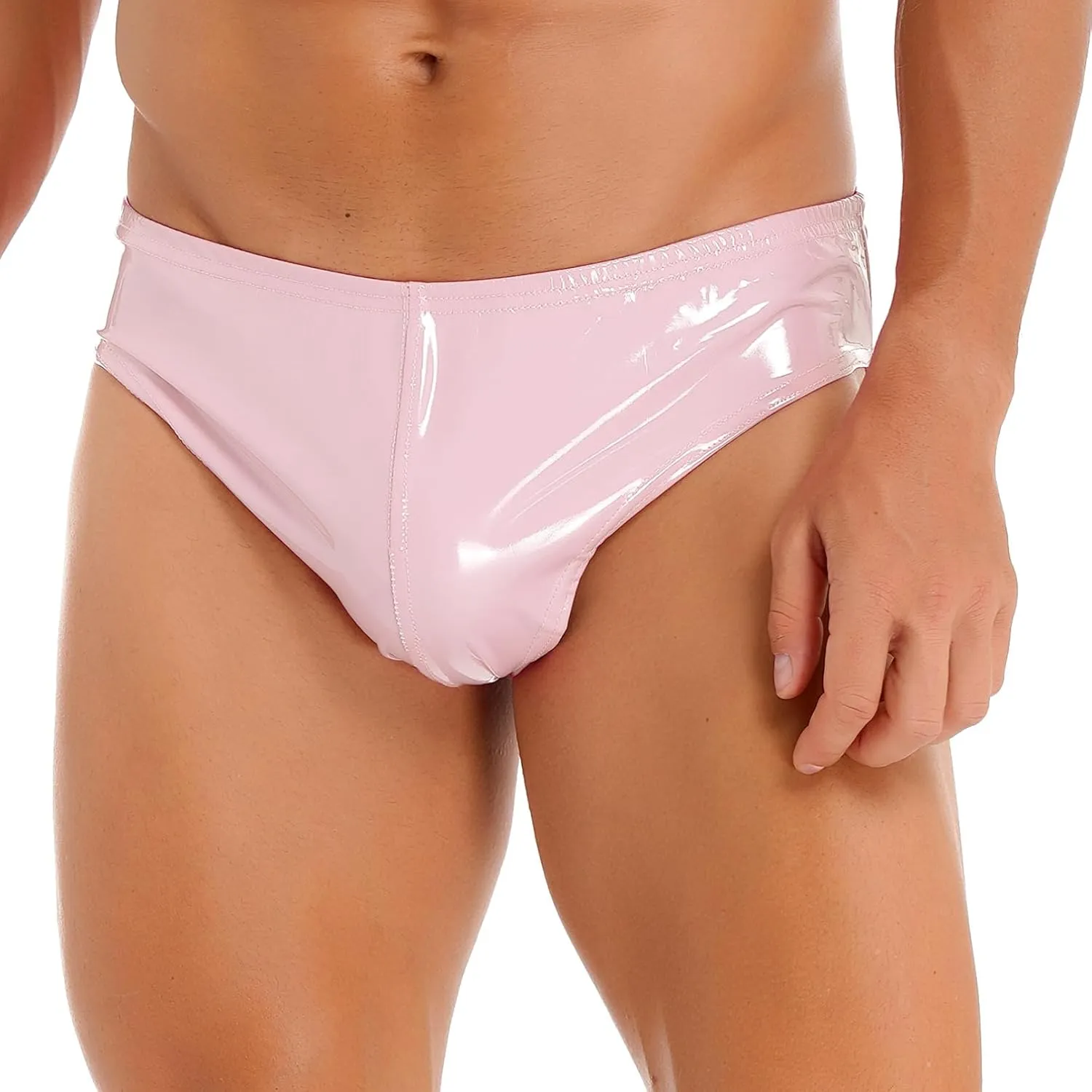 Moily Men Glossy Leather Panties Sissy Bulge Pouch G-String Thongs Bikini Briefs Latex Hot Pants Clubwear