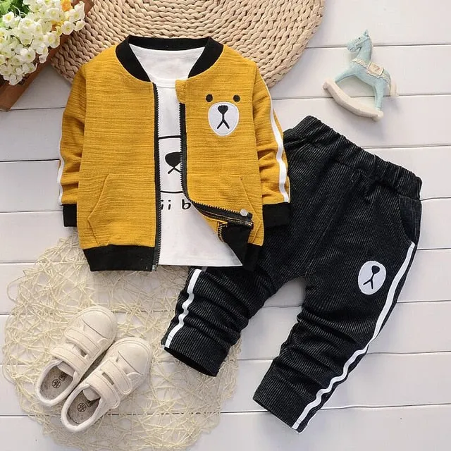 Mqtime Baby Boys Clothes Sets Spring Autumn New Kids Fashion Cotton Casual Coats hoodies pants 3pcs For Children Boys Sports Suit