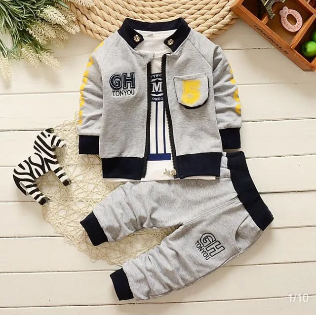 Mqtime Baby Boys Clothes Sets Spring Autumn New Kids Fashion Cotton Casual Coats hoodies pants 3pcs For Children Boys Sports Suit