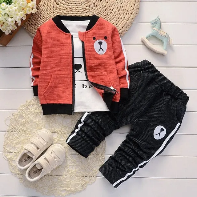 Mqtime Baby Boys Clothes Sets Spring Autumn New Kids Fashion Cotton Casual Coats hoodies pants 3pcs For Children Boys Sports Suit