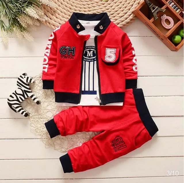Mqtime Baby Boys Clothes Sets Spring Autumn New Kids Fashion Cotton Casual Coats hoodies pants 3pcs For Children Boys Sports Suit