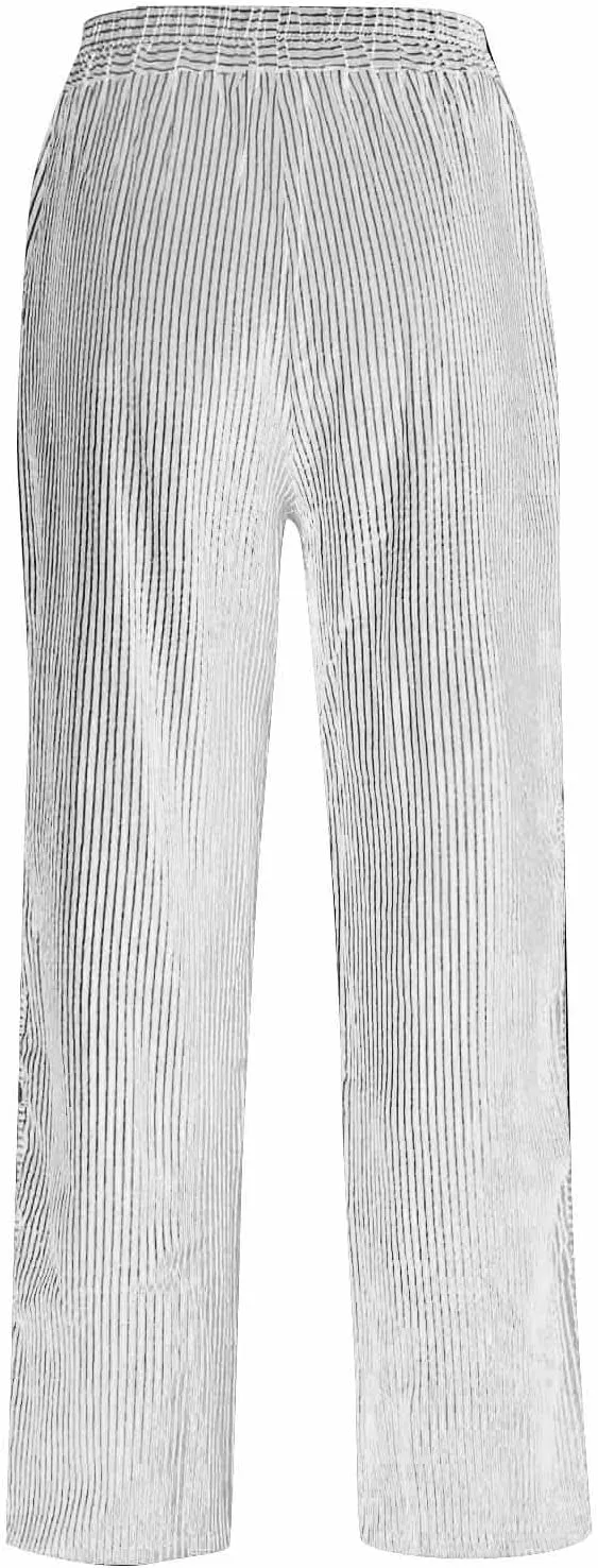 NBXNZWF Women Striped Linen Pants Casual High Waisted Wide Leg Cropped Pants Straight Leg Side Button Trousers with Pocket