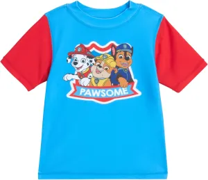 Nickelodeon Boys' Rash Guard Short Sleeve Top - Paw Patrol Chase & Marshall Quick Dry UPF50  Sun Protection Swim Shirt (2T-7)