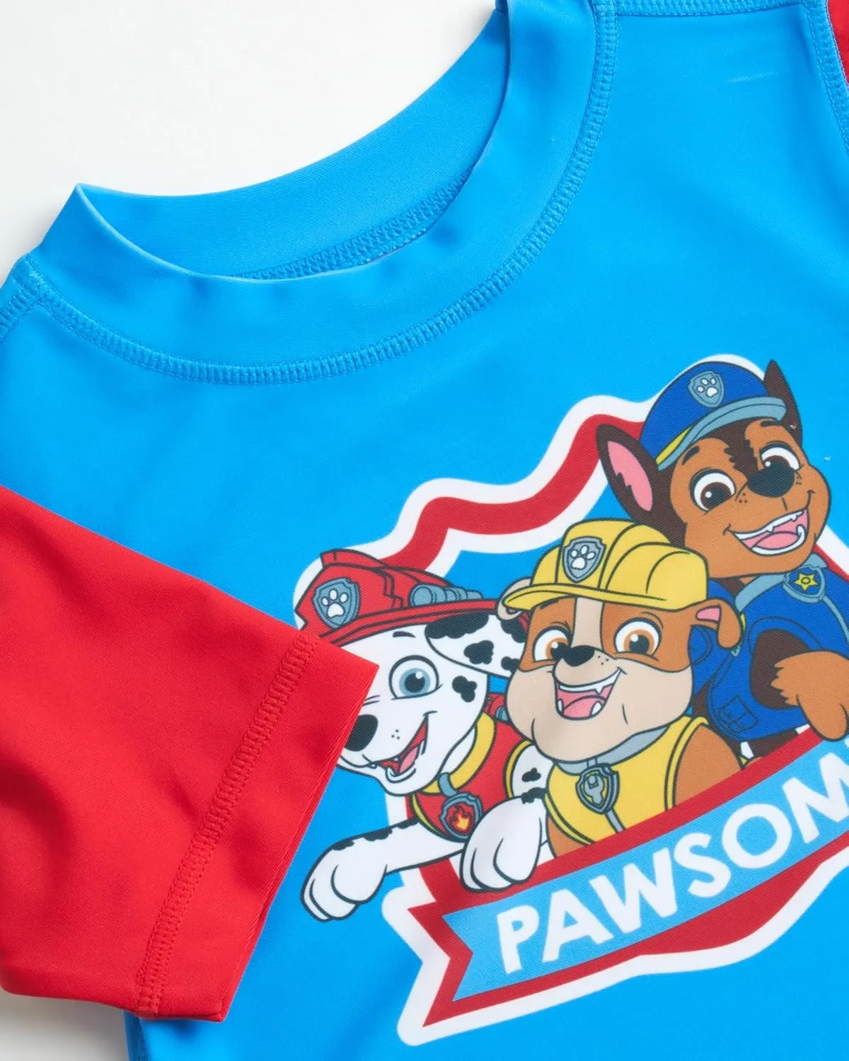 Nickelodeon Boys' Rash Guard Short Sleeve Top - Paw Patrol Chase & Marshall Quick Dry UPF50  Sun Protection Swim Shirt (2T-7)