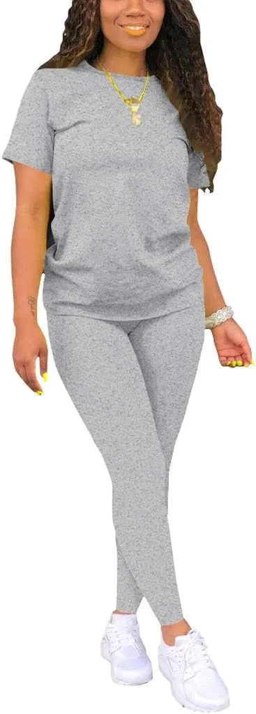 Nimsruc Biker Short Sets Women 2 Piece Outfits Summer Short Sleeve Jogger Tracksuit