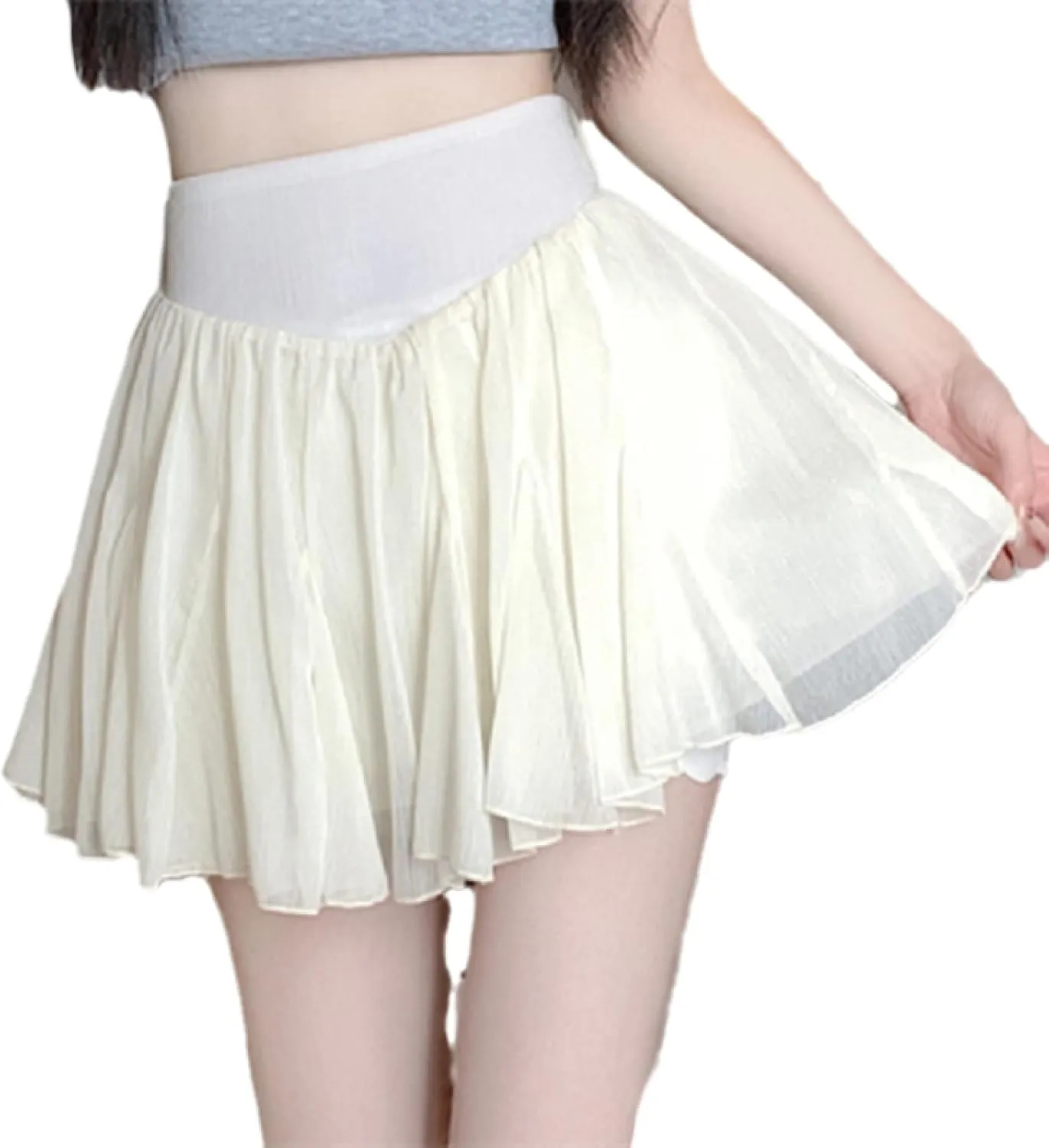 OFFSUM Womens Short Skirts - Ruffled Pleated Mini Skirt Women Summer Slim High Waist Elegant Korean Style Girls Stree