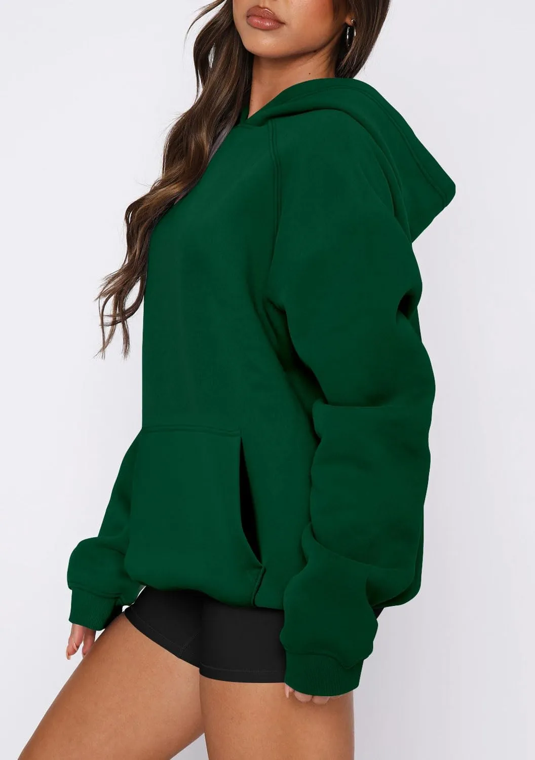 onlypuff Women Pullover Sweatshirt Long Sleeve Hoodies Kangaroo Pocket Fleece Basic Sweater