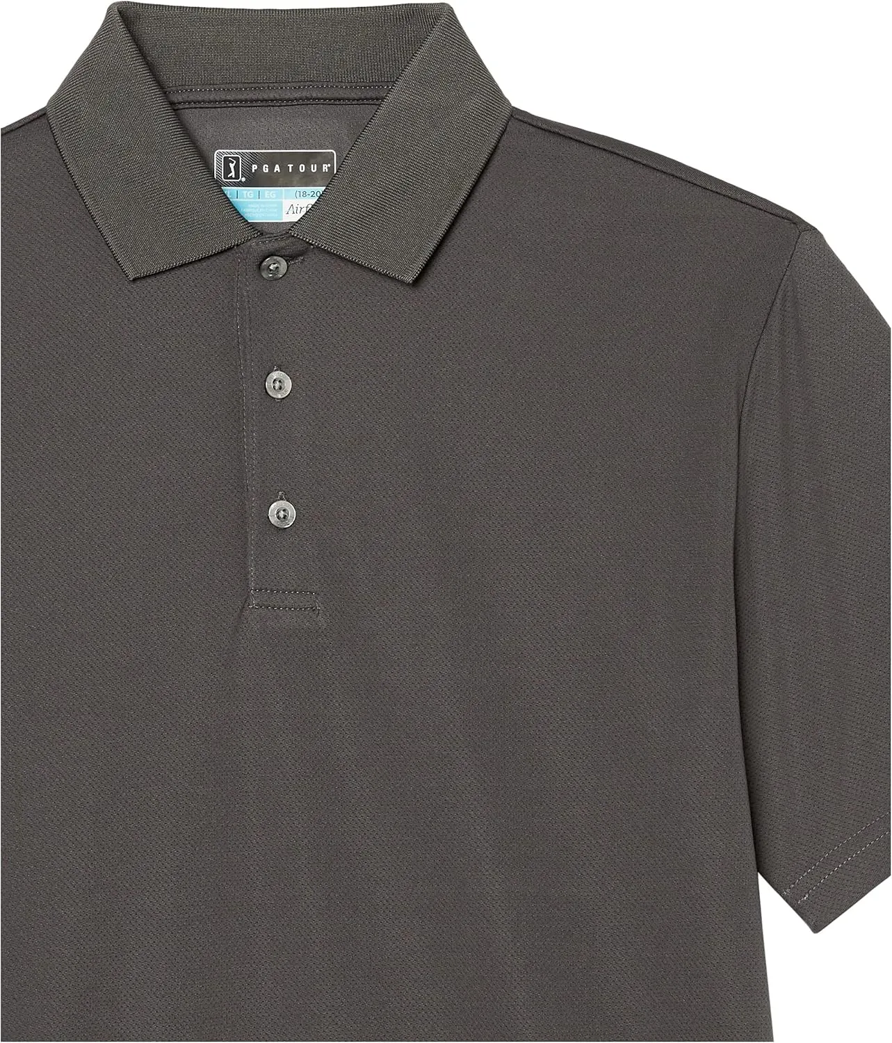 PGA TOUR Boys Airflux Short Sleeve Golf Polo Shirt, Ribbed Collar, Moisture-Wicking, Sun Protection, Ventilated Lightweight