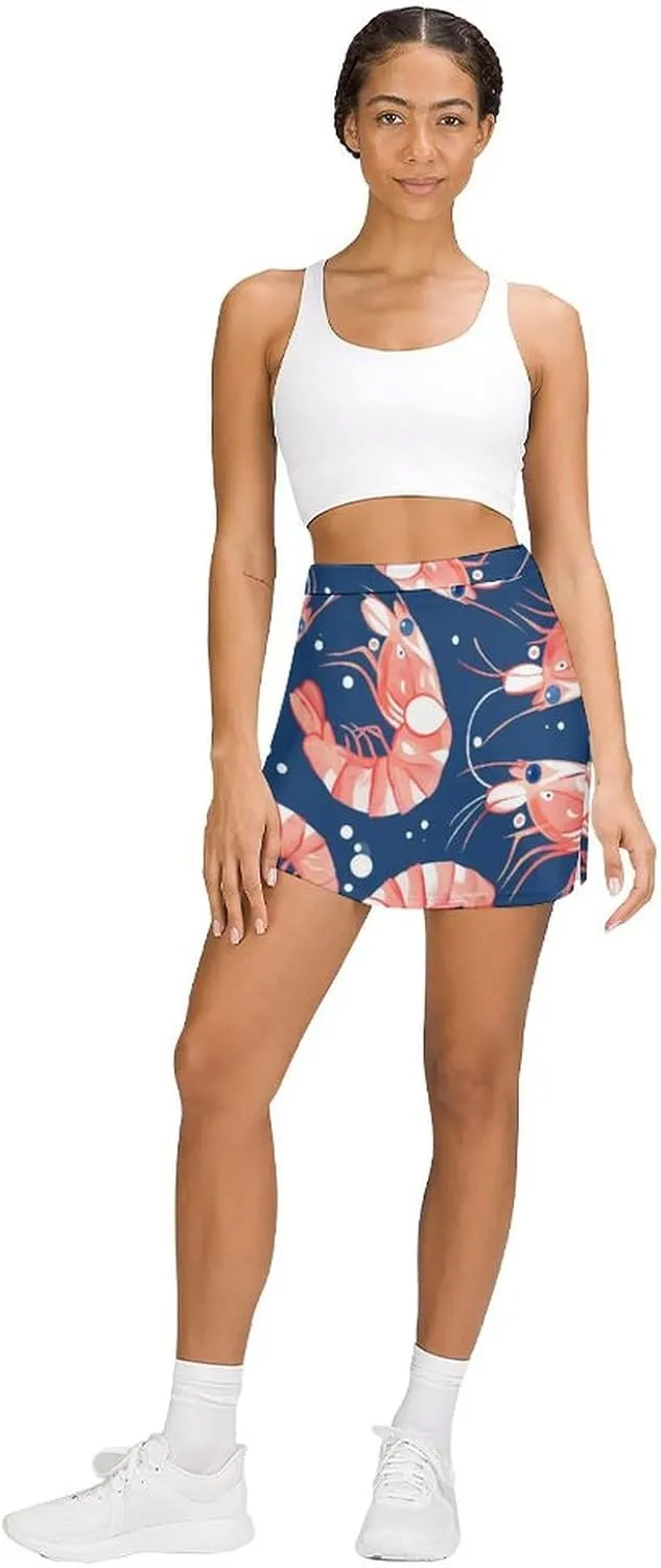 Prawn Shrimp Women's Skort Athletic Skirt Golf Skorts A-line Skirts with Built-in Shorts Pockets