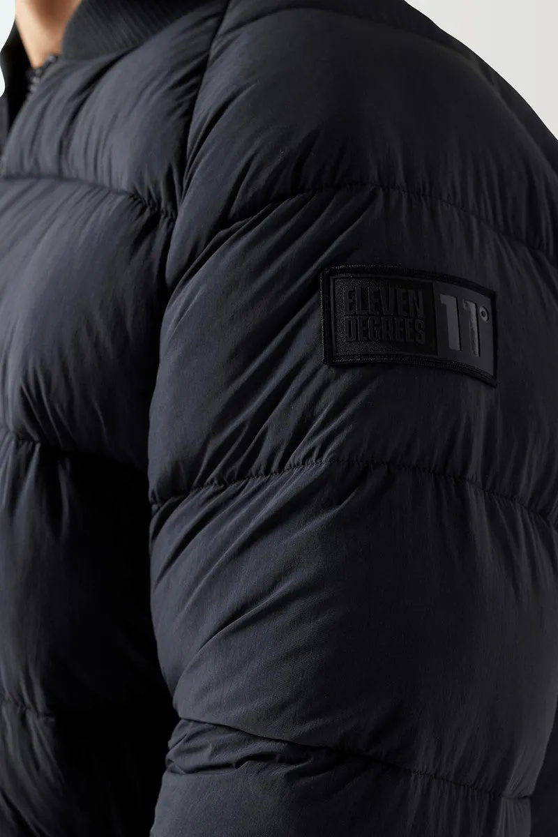 Puffer Bomber Jacket - Black
