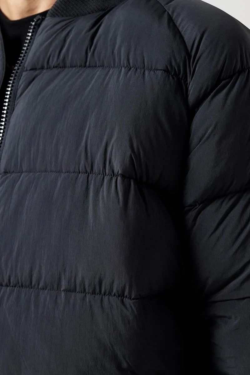 Puffer Bomber Jacket - Black