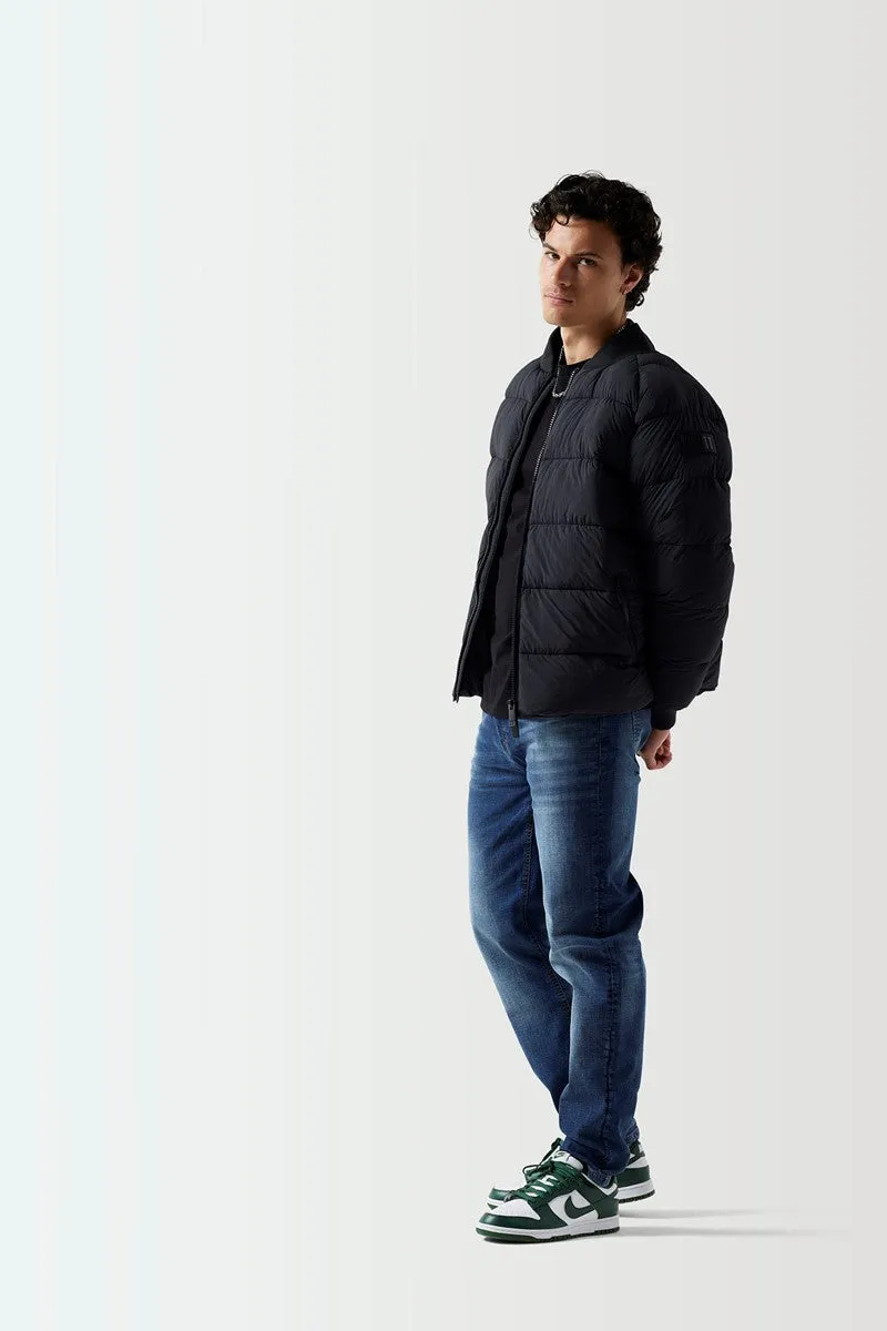 Puffer Bomber Jacket - Black